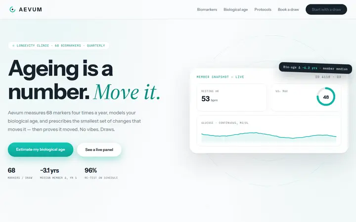 AEVUM Clinic demo website &mdash; screenshot of the live site
