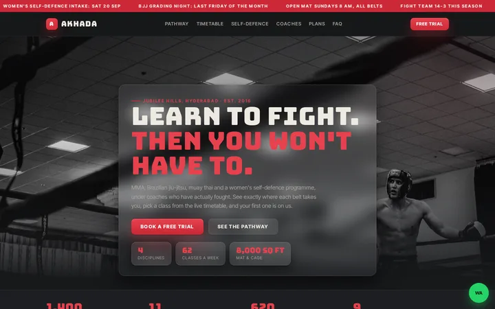 AKHADA demo website &mdash; screenshot of the live site