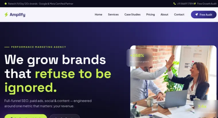 Amplify Digital demo website &mdash; screenshot of the live site