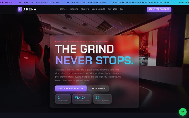 ARENA demo website &mdash; screenshot of the live site