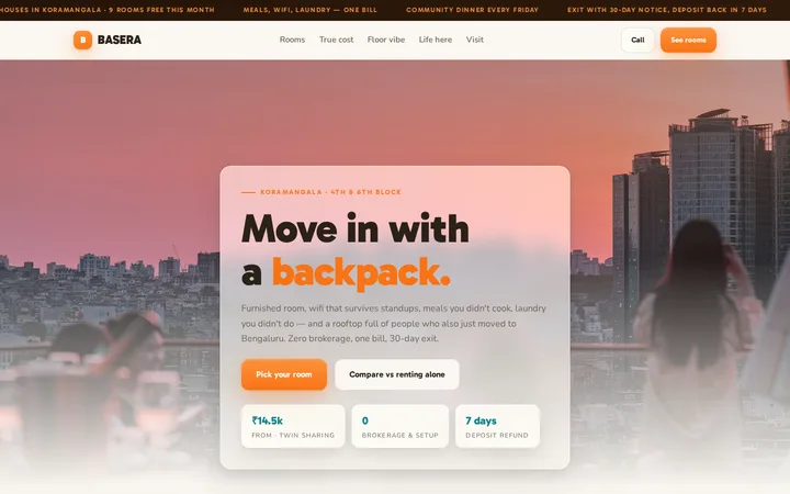 BASERA demo website &mdash; screenshot of the live site