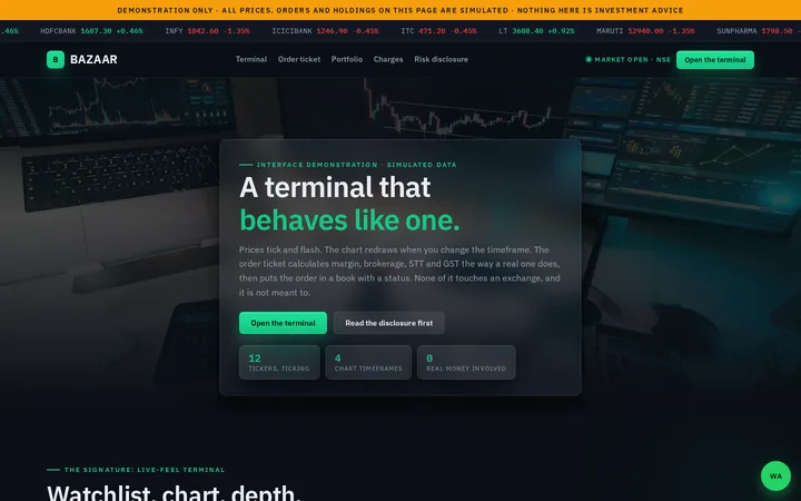BAZAAR demo website &mdash; screenshot of the live site