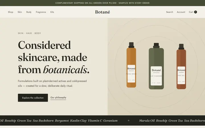 Botané demo website &mdash; screenshot of the live site