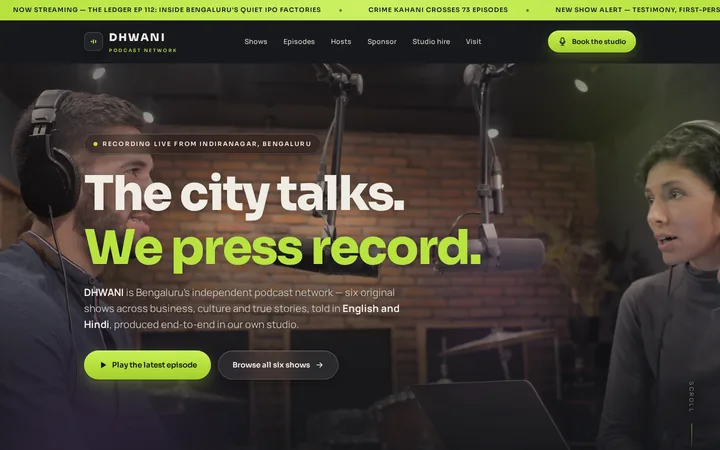 DHWANI demo website screenshot