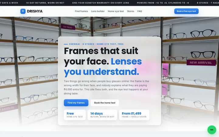 DRISHYA demo website &mdash; screenshot of the live site