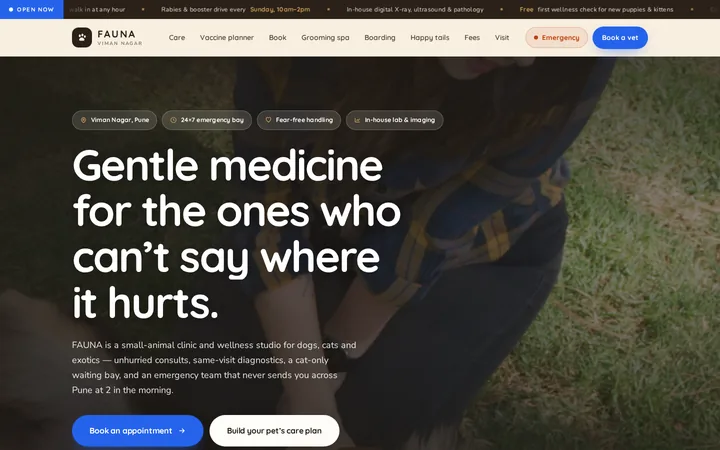 FAUNA demo website &mdash; screenshot of the live site
