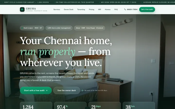 GRUHA demo website screenshot