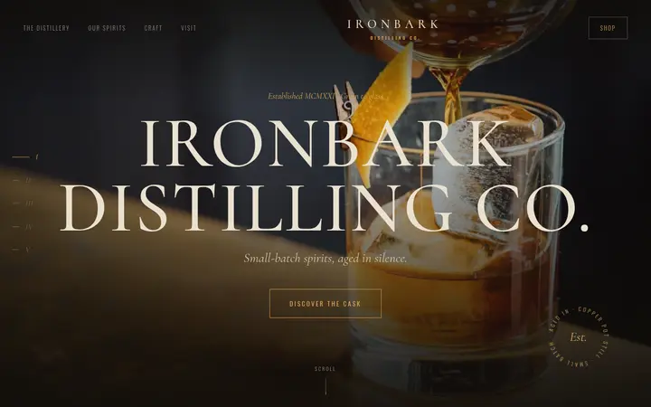 Ironbark Distilling Co. demo website &mdash; screenshot of the live site