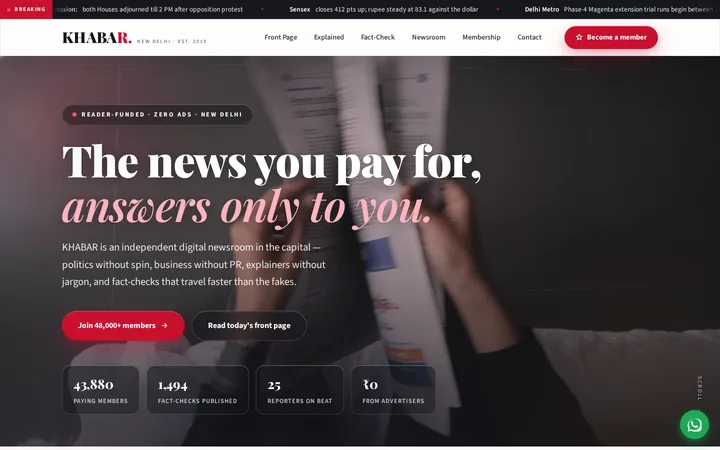 KHABAR demo website screenshot