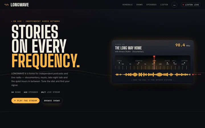 Longwave demo website &mdash; screenshot of the live site