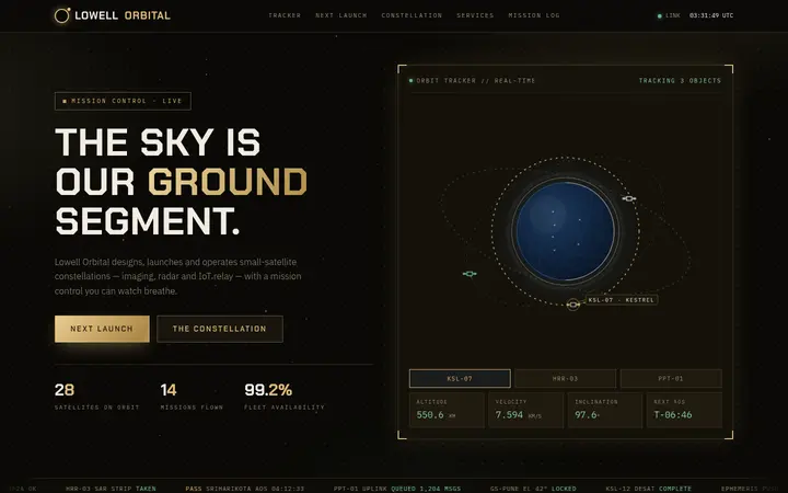 Lowell Orbital demo website &mdash; screenshot of the live site