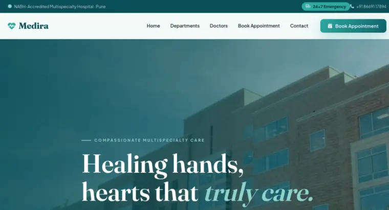 Medira Hospital demo website