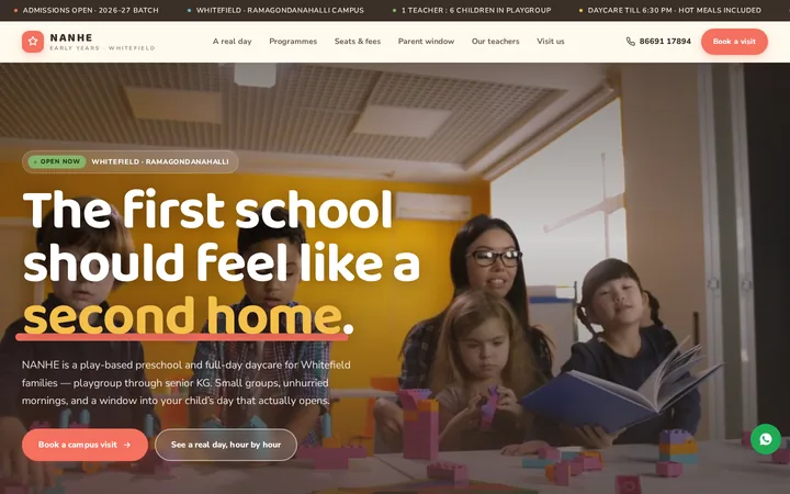 NANHE demo website &mdash; screenshot of the live site