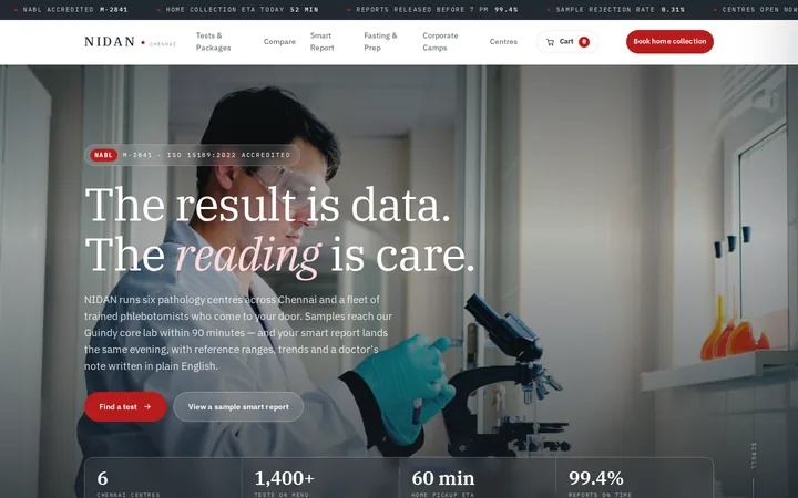 Nidan Diagnostics demo website