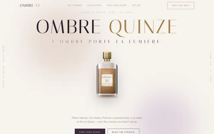 Ombre Quinze demo website &mdash; screenshot of the live site