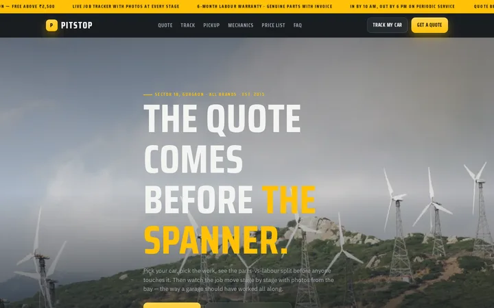 PITSTOP demo website &mdash; screenshot of the live site
