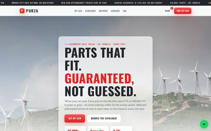 PURZA demo website &mdash; screenshot of the live site