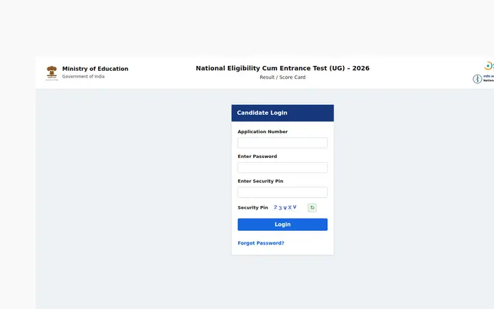 NEET Result Checker demo website &mdash; screenshot of the live site