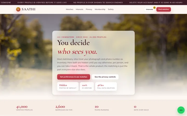 SAATHI demo website &mdash; screenshot of the live site