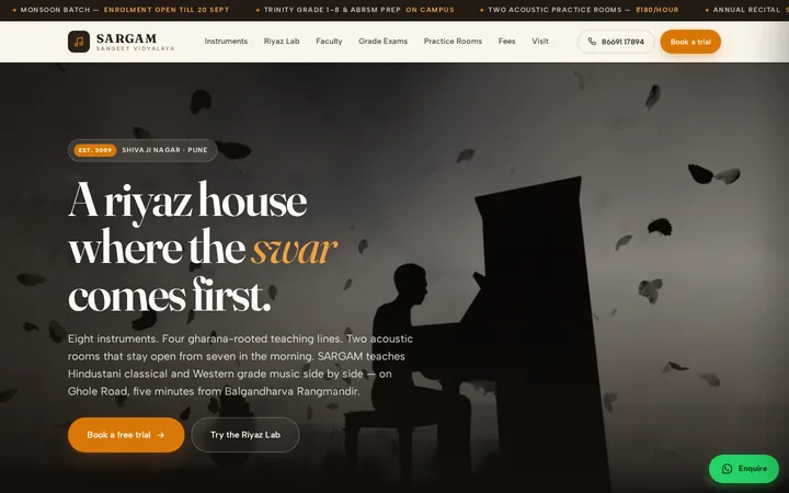 SARGAM demo website &mdash; screenshot of the live site