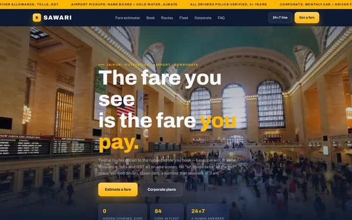 SAWARI demo website &mdash; screenshot of the live site