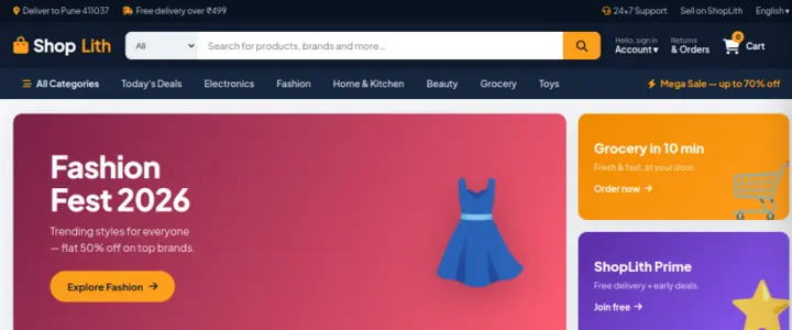 ShopLith demo website &mdash; screenshot of the live site