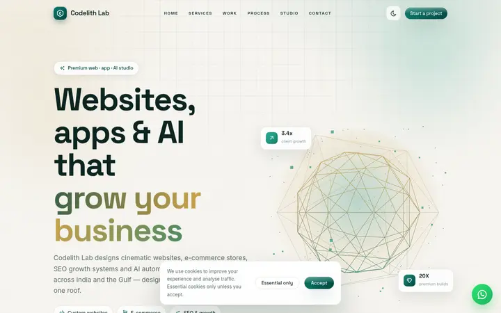 Codelith Studio demo website &mdash; screenshot of the live site