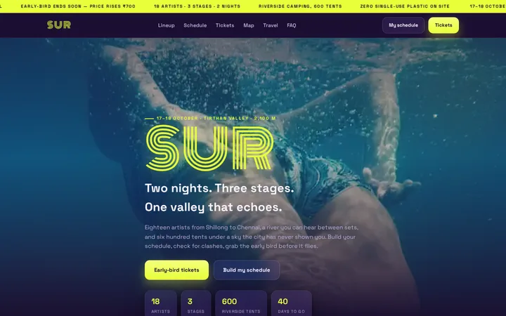 SUR demo website &mdash; screenshot of the live site