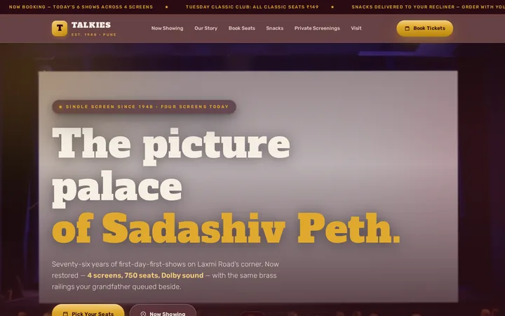TALKIES demo website &mdash; screenshot of the live site