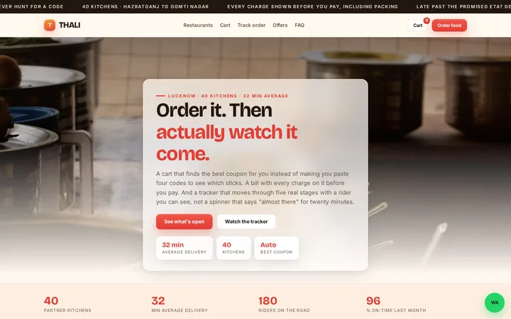 THALI demo website &mdash; screenshot of the live site