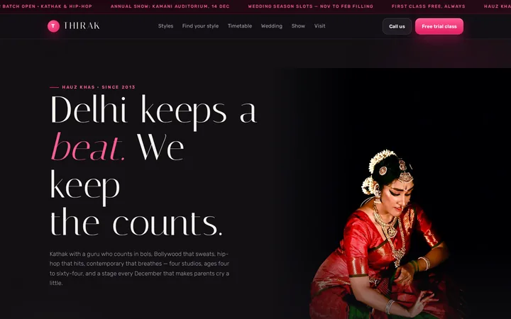 THIRAK demo website &mdash; screenshot of the live site