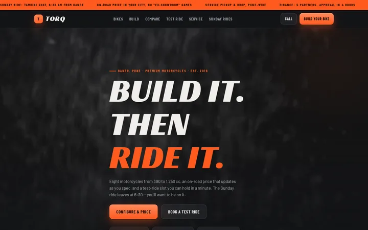 TORQ demo website &mdash; screenshot of the live site