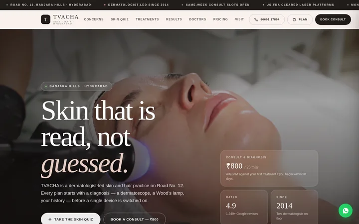 TVACHA demo website &mdash; screenshot of the live site