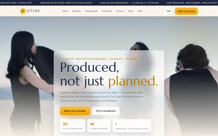 UTSAV demo website &mdash; screenshot of the live site