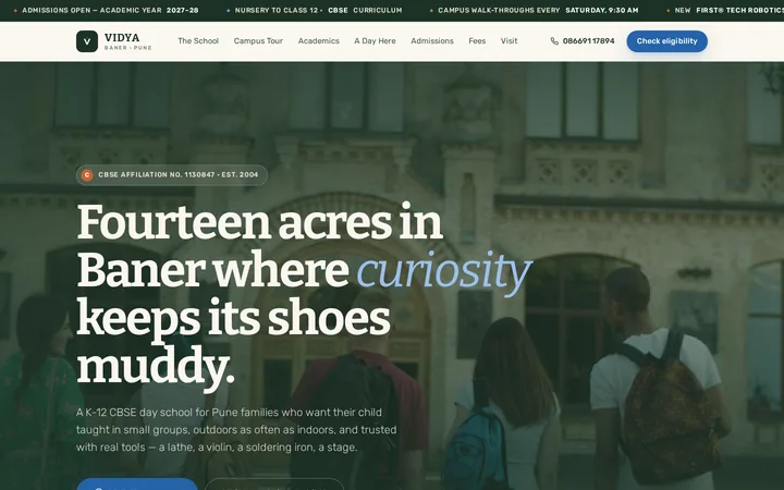VIDYA demo website &mdash; screenshot of the live site