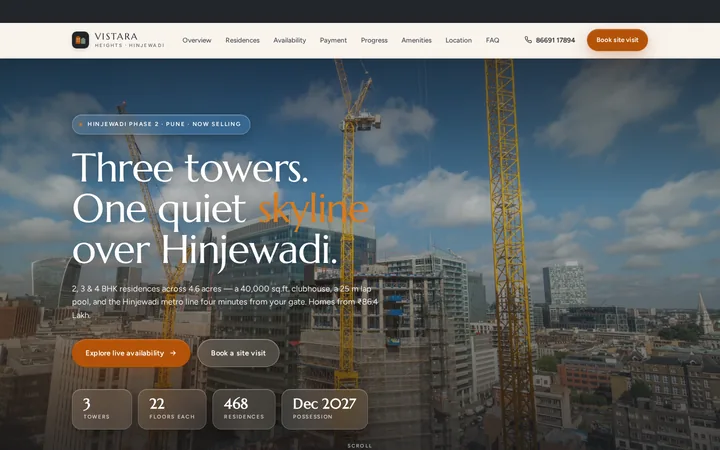 VISTARA demo website &mdash; screenshot of the live site